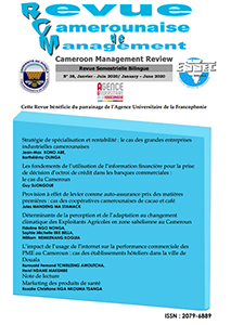 Revue camerounaise de management N° 38, Janvier - Juin 2020